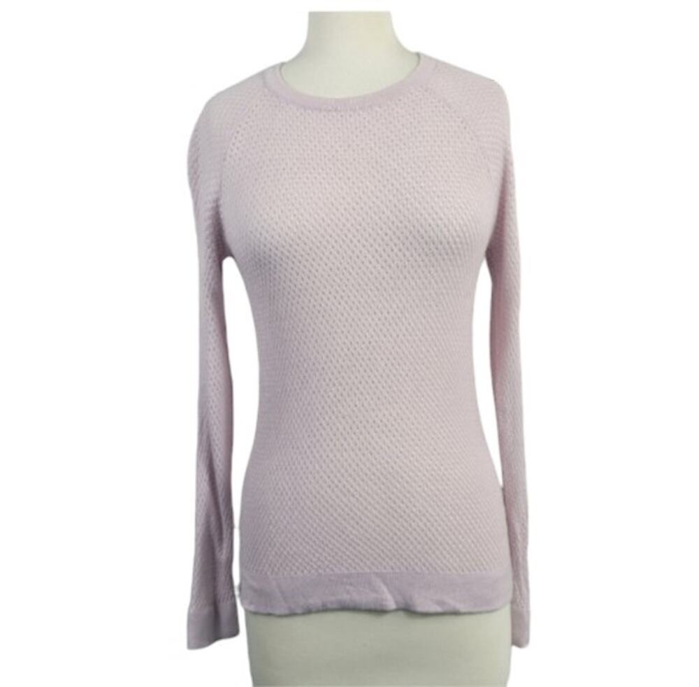 Marine Layer Virginia Sweater Perforated Knit Fitted Lavender Fog Small